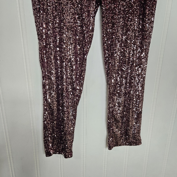Cable & Gauge Pants Womens Size S Burgundy Allover Sequins Pockets Pull-on - Picture 4 of 12